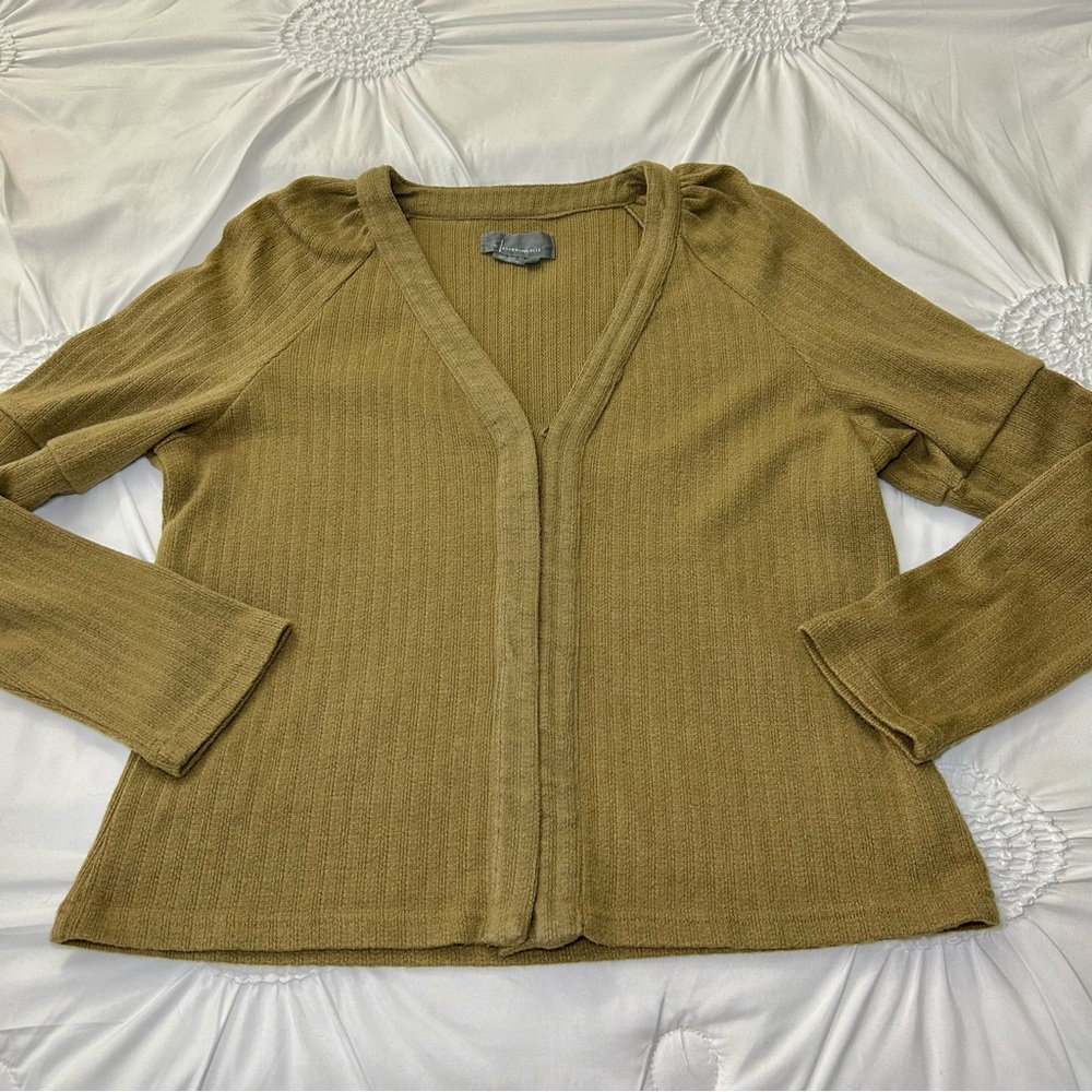 Anthropologie Olive Green V-Neck Snap Front Long Sleeve Top Size XL - Picture 8 of 15